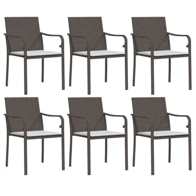 Produktbild von Gartenstühle mit Kissen 6 Stk. Braun 56x59x84 cm Poly Rattan