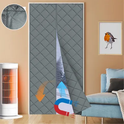 Produktbild von Magnet Wärmeschutzvorhang für Türen Thermovorhang Tür 100x210cm Türvorhang Kälteschutz ohne Bohren Winddicht Für Balkontür