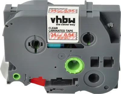 Produktbild von vhbw Schriftband-Kassette kompatibel mit Brother PT 1650, 1400, 1500pc, 1600, 2200, 2210 Etiketten-Drucker 8m x 24mm Rot auf Transparent, Laminiert