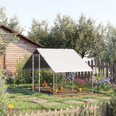 Produktbild von Hühnerstall - Tiergehege - Hühnerauslauf - Geflügelstall - Außenstall - Verzinkter Stahl - Große Abmessungen: 6 m²