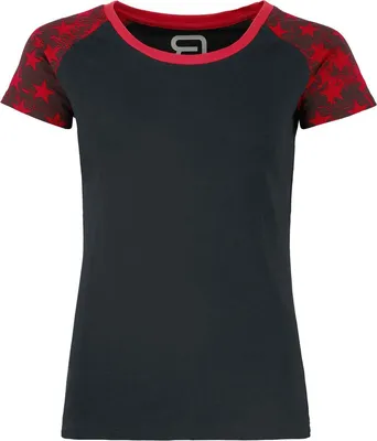 Produktbild von RED by EMP Damen schwarz/rotes T-Shirt mit Raglanärmeln L