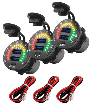 Produktbild von ProRide 12V Einbau-USB Steckdose 2x USB, QC3.0, Voltmeter Kabel+Sicherung