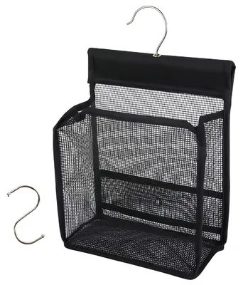 Wäscheklammerntasche mit Haken, 20x10x24 cm, schwarz, PVC