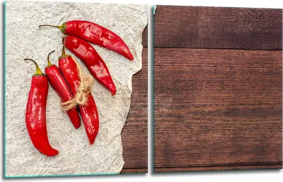 Produktbild von Herdabdeckplatten 2x40x52 Glaskeramikfeld 2-Teilig Glas Spritzschutz Chili