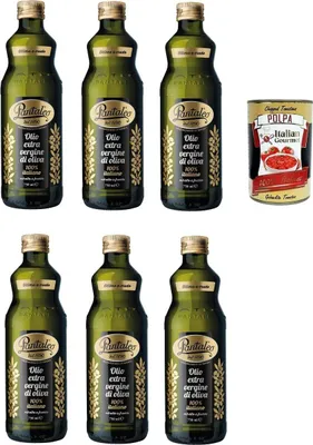Produktbild von Pantaleo Olio extra vergine di oliva 100% italiano, 100% italienisch extra nativ Olivenöl 6x 750ml + Italian Gourmet plpa 400g