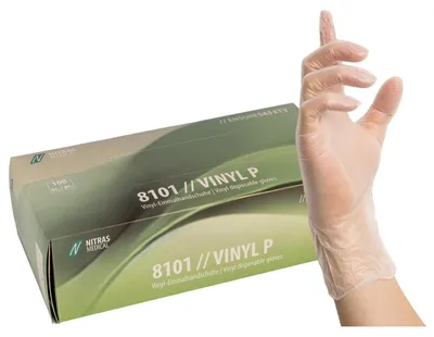 Produktbild von NITRAS® unisex Einmalhandschuhe transparent Größe M 100 St.