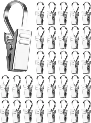 Zdjęcie produktu dla Klipsy do zasłon – stal nierdzewna – 100 sztuk
