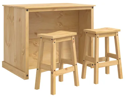 Image de Ensemble d'îlot de cuisine vidaXL avec étagère, 3 pièces, pin massif teinté miel