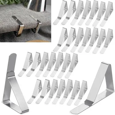Immagine prodotto di Set di 30 fermateli da tavolo in acciaio inossidabile Unyqoos®, dimensioni 5 x 4 cm – adatti per tavoli con spessore fino a 3 cm, per una presa sicura sia all'interno che all'esterno