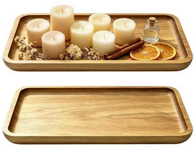 Immagine prodotto di Vassoio da portata in legno di acacia, rettangolare, 19 x 10,5 cm, set da 2