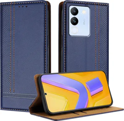 Produktbild von Handyhülle für Vivo V29E 5G Leder Flip Klappbare Schutzhülle mit Standfunktion Blau