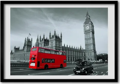 Produktbild von Bild - Bilderrahmen - 100 cm x 70 cm - MDF - Rahmen - Foto - Wandkunst London Bus
