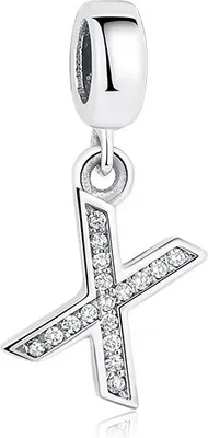 Produktbild von PANDACHARMS Anhänger Charm Buchstabe X, 925er Sterling Silber, passt zu Pandora