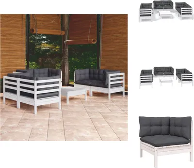 Produktbild von vidaXL 7-tlg. Garten-Lounge-Set mit Kissen Kiefer Massivholz -  Gartenmöbel-Sets