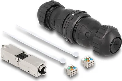 Produktbild von DELOCK Kabelverbinder LSA zu LSA Cat.6A IP68 wasserfest sw