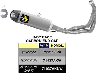 Immagine prodotto di Marmitta completa ARROW indy race alluminio scuro con fondello per Kawasaki Z 650