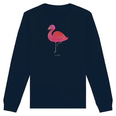 Produktbild von Mr. & Mrs. Panda Baumwoll Pullover Flamingo Classic Größe M - French Navy - Geschenk, Sweatshirt, Prächtig, Sweater, Spruch, Freundin, Stolz, Ich, Pulli, Rosa