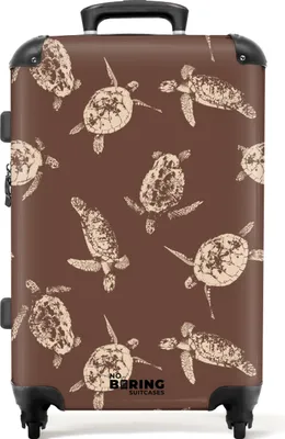 Produktbild von NoBoringSuitcases.com Hartschalen Koffer Mittelgroß 67x43x25 cm, 72L, Sommerdruck für Männer: Braun mit Schildkrötenaufdruck, Reisekoffer mit 4 Rollen