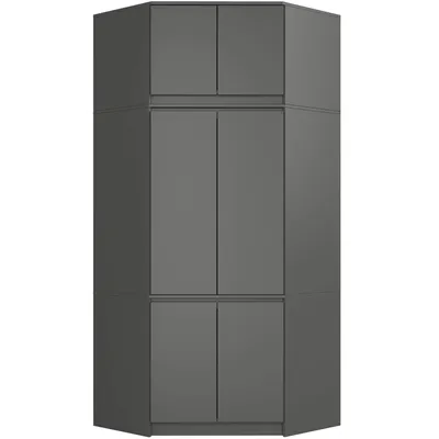 Image de Akord Armoire D'angle Avec Surmeuble Graphite Brillant 100X50X235