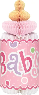 Produktbild von Wabenaufsteller Babyflasche Rosa Tischdekoration - Einheitsgröße
