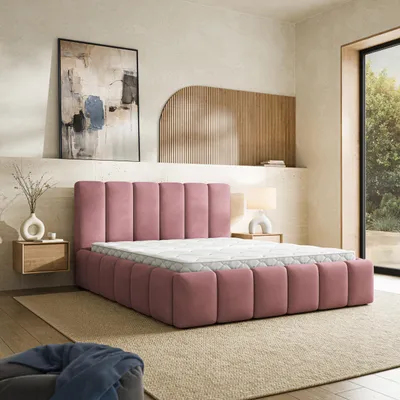 Produktbild von Masseno Polsterbett RANIS 120x200 cm, Polsterbett mit Bettkästen -Rosa, MAGIC VELVET 2258