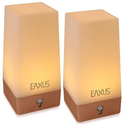 Produktbild von Eaxus® 2er Set Nachtlampe - Kabellose Nachttischleuchte mit Bewegungssensor & Dämmerungssensor