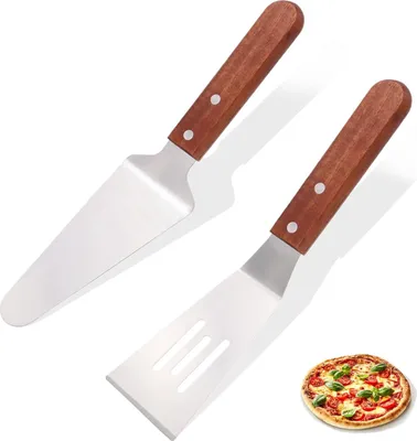 Produktbild von Tortenheber und Tortenmesser mit Holzgriff, 2-teilig, 26,5 x 6,3 cm und 24,5 x 5,5 cm, für die Küche