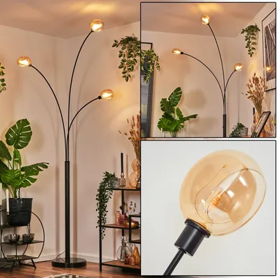 Produktbild von Suio Stehlampe aus Metall in Schwarz/Bernsteinfarben