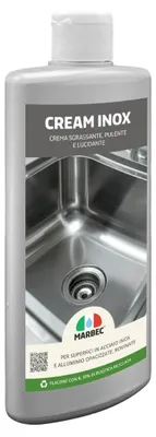 Immagine prodotto di Crema detergente e lucidante per acciaio inox, pulizia efficace e brillantezza Marbec CREAM INOX® - 250GR