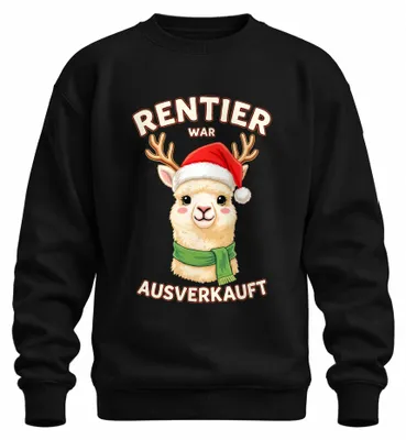 Produktbild von Rentier War t Alpaka Lama Ugly Christmas Sweater Sweatshirt Pullover, Schwarz, S