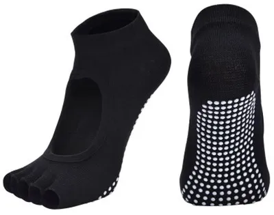 Produktbild von Go Go Gadget – Yoga-Socken – Pilates – Zehensocken – offene Spitze – atmungsaktiv – rutschfest – Schwarz