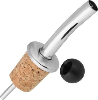 Produktbild von Fackelmann Flaschenaußgießer, Schnapsdosierer mit Kappe, Essig- und Öl-Spender aus Edelstahl/Kork (Farbe: Silber/Braun/Schwarz)