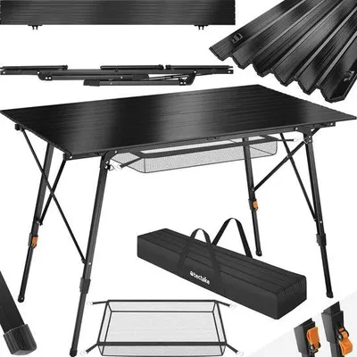 Produktbild von Aluminium Campingtafel XXL - Opvouwbare - Verstelbare - Weerbestendige - Draagbare Tafel - 120 x 70,5 cm - Schwarz