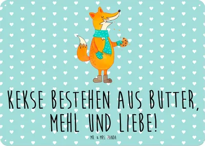 Produktbild von Mr. & Mrs. Panda Blechschild Fuchs Keks DIN A5 - Türkis Pastell - Geschenk, Schild, glücklich, Weihnachten, Liebe, Wandbild, Plätzchen, Winter, Weihnachtlich, tafel