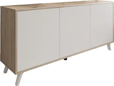 Immagine prodotto di Dmora Credenza Annina 39.6x153.9x72h cm Bianco Effetto Larice, Apertura Push Pull 3 Ante