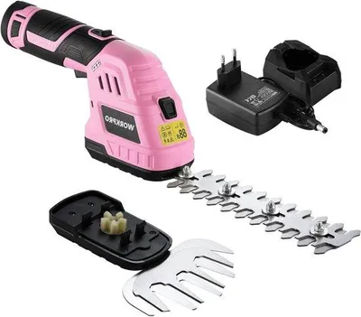Immagine prodotto di Caricabatterie rapido 12 V 2 in 1 per batteria da 2 Ah per tosaerba e tagliasiepi, rosa/nero