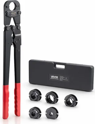 Image de Pince à sertir VEVOR, tubes en plastique PEX & aluminium avec mâchoires TH12, TH16, TH20, TH26 & TH32 & poignée flexible, pince à sertir avec coffret de rangement pour la réparation et l'installation de tubes
