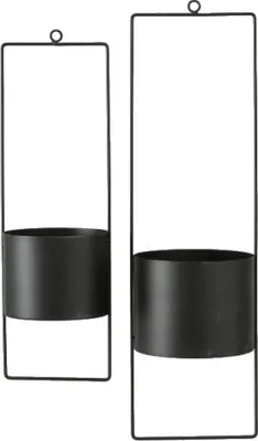 Produktbild von 2er SET Blumenampel Blumentopf hängend Blumenampeln Hängetopf Metall schwarz