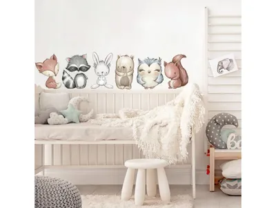 Obrázok produktu pre Textilné samolepky do detskej izby, Zvierací kamaráti, š. 40 x d. 90 cm