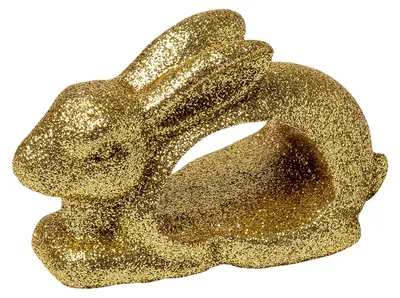 Produktbild von 2 Gold-Glitzer Hasen-Serviettenringe 4,5 x 8 cm zu Ostern - Einheitsgröße