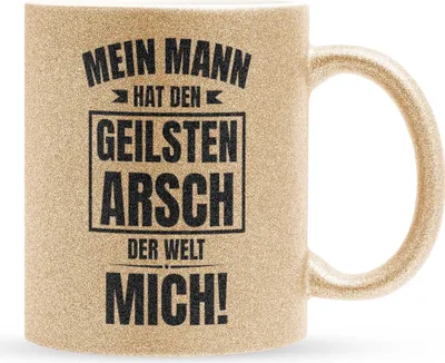 Produktbild von 22Feels Glitzertasse Gold Ehefrau Geschenk Erster Hochzeitstag Kaffeetasse Frauen Hochzeitsjubiläum Valentinstag Weihnachten Ehepaar Geburtstag Geschenkidee Bürotasse