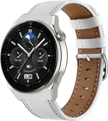 Produktbild von Strap-it Huawei Watch GT 3 Pro 46mm Armband Leder (Weiß)