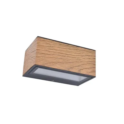 Productafbeelding van Wandlamp Gemini antraciet met houtlook