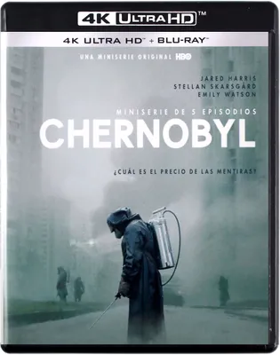 The image shows the front cover of a Blu-ray/4K UHD disc case for the miniseries Chernobyl.