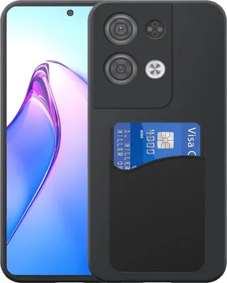 Image de Adaptée à la coque du téléphone Oppo Reno 8 Pro avec porte-cartes en silicone - Coque arrière flexible en silicone TPU avec porte-cartes en silicone - Noir - Smartphonics