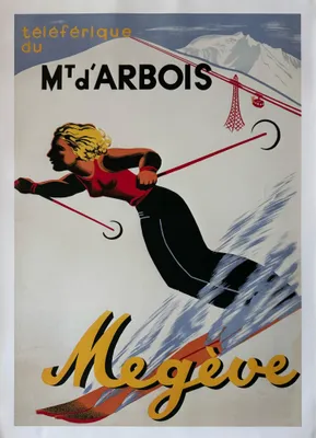 Obrázok produktu pre Megeve Lanovka na Mont D'Arbois – plagát 50 x 70 cm