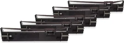 Produktbild von vhbw 5x Farbband Schriftband kompatibel mit Epson LQ-680K, LQ-680, LQ-690K, LQ-690, LQ680K-II, LQ680, LQ690 Nadeldrucker, Bondrucker - Schwarz