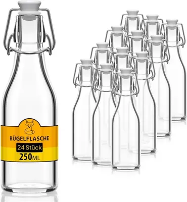 Produktbild von 24x Glasflasche 250ml Flaschen zum Befüllen Einmachgläser Bügelverschluss leere Flaschen Bügelflaschen Schnapsflaschen Likörflaschen Saftflaschen
