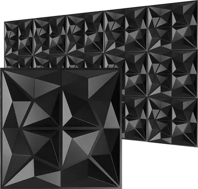 Obrázok produktu pre Hengda 12ks 3D panelov na stenu Polyvinylchlorid PVC - obklad na stenu a strop - 30x30 cm (0,9 m²) - ľahké, flexibilné a ľahko sa inštalujú - čierne