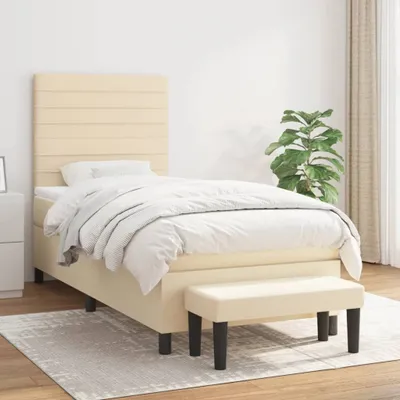 Produktbild von The Living Store Boxspringbett mit Matratze Creme 90x190 cm Stoff